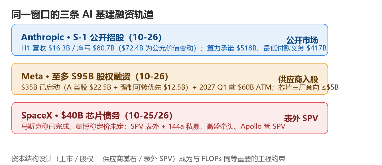 同一窗口三条AI基建融资轨道的结构对比